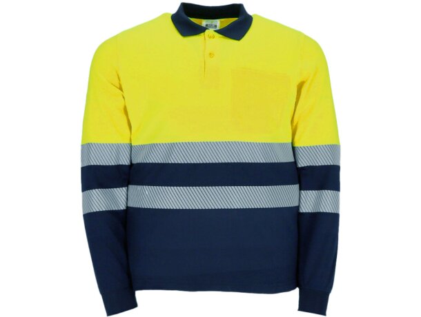 Polo alta visibilidad manga larga Albury con bandas reflectantes detalle 2