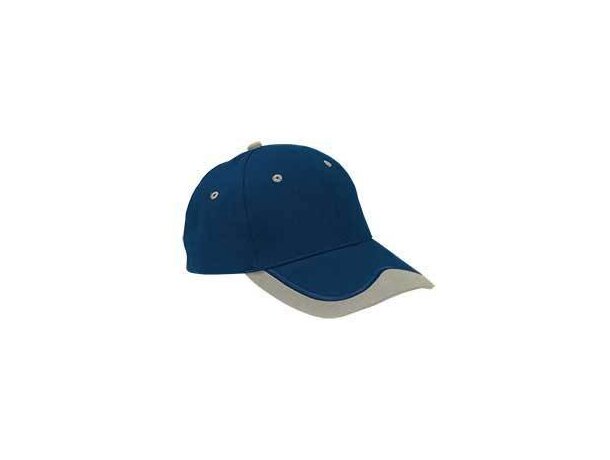 Gorra de 6 paneles con visera combinada Valento con logo azul