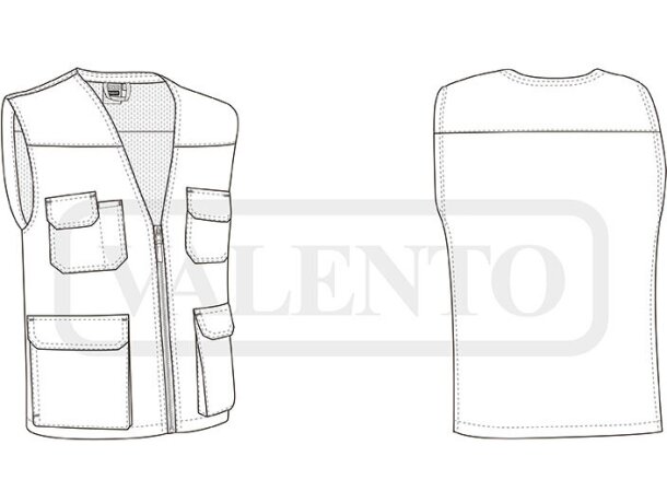 Chaleco trabajo ligero Thunder bicolor multibolsillos detalle 1