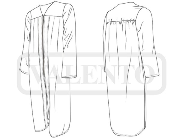 Toga Sorbonne de poliéster con cremallera para graduación detalle 1