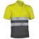 Polo de poliester bicolor con botones y bandas reflectantes Valento amarillo fluor-gris carbon
