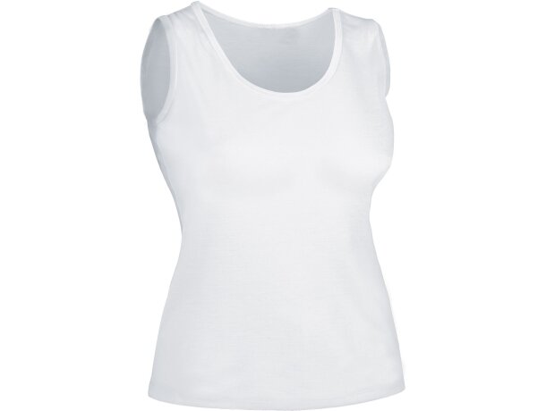 Camiseta tirantes Boracay mujer con logo blanca poliéster 160g detalle 5