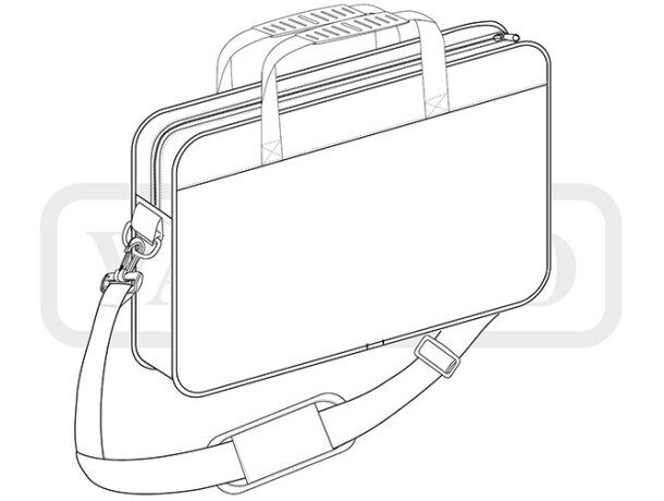 Maletín laptop Valento poliéster impermeable acolchado negro detalle 1