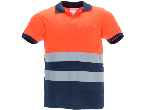 Polo alta visibilidad Delaware bicolor con bandas reflectantes detalle 2