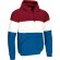 Sudadera Varsity con capucha tricolor bordable para empresas Rojo loto/blanco/azul royal