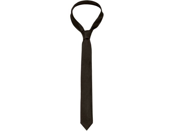 Corbata Stellar negra slim poliéster con logo pasador regulable detalle 1