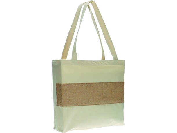 Bolsa capazo Gaby canvas algodón natural combinado con yute detalle 1