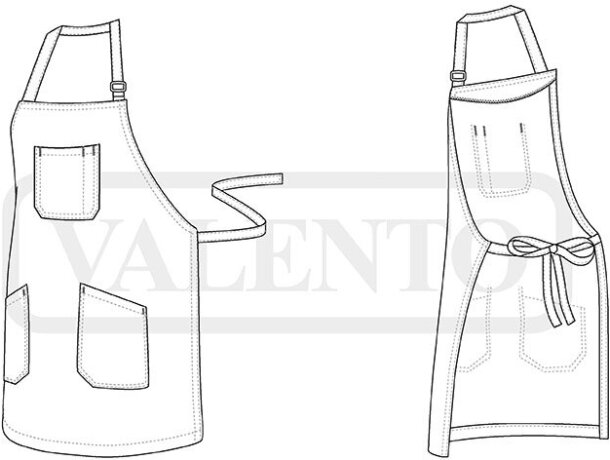 Delantal Parmentier sarga mezcla con peto y bolsillos funcionales detalle 1