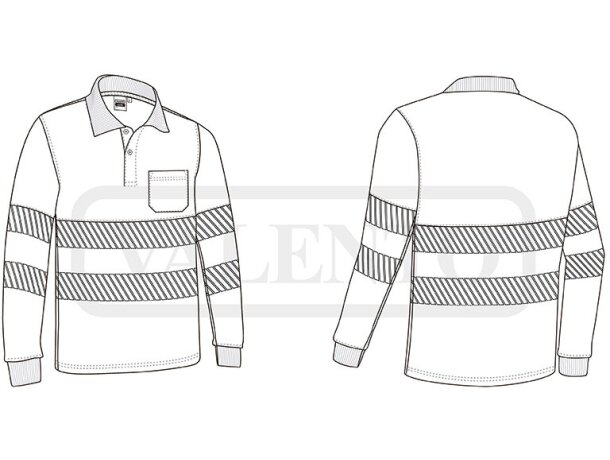 Polo alta visibilidad manga larga Albury con bandas reflectantes detalle 1