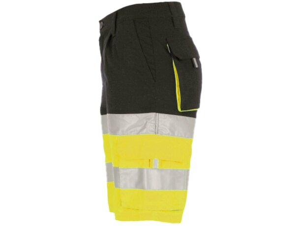 Bermuda alta visibilidad Brandon bicolor con cintas reflectantes detalle 3