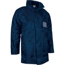 Chaquetón largo impermeable con capucha Valento azul personalizada