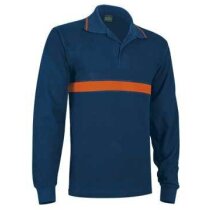 Polo de manga larga franja naranja Valento para empresas azul