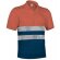 Polo de poliester bicolor con botones y bandas reflectantes Valento personalizado naranja fluor-azul marino orion