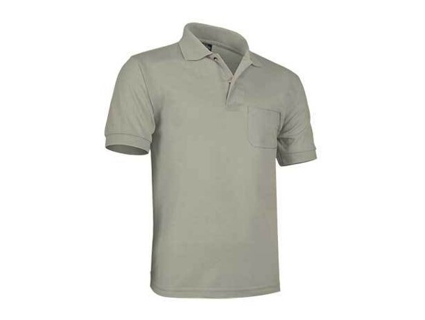 Polo manga corta con bolsillo unisex Hauwk de Valento 220 gr Valento con logo beige