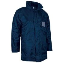 Chaquetón largo impermeable con capucha Valento azul personalizada