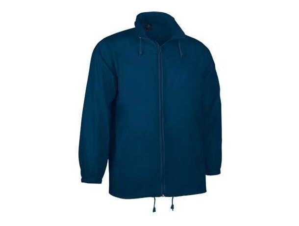 Chubasquero con cuello alto y capucha Valento personalizado azul