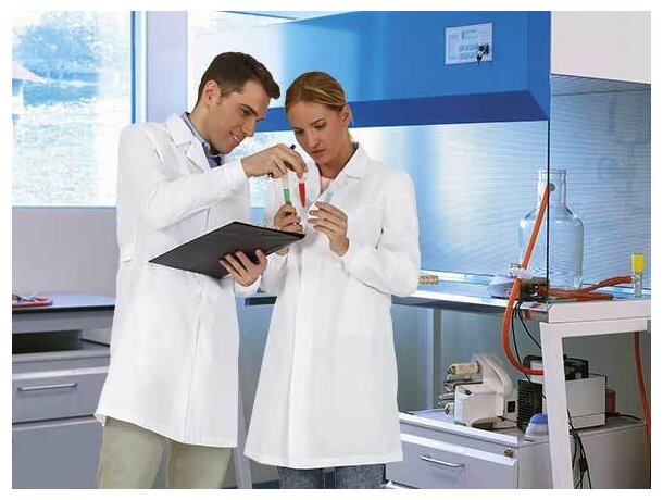 Bata sanitaria Cluster sarga poliéster algodón puños elásticos detalle 5