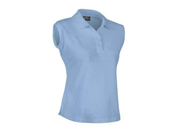Polo de mujer sin mangas entallado Valento personalizado azul claro