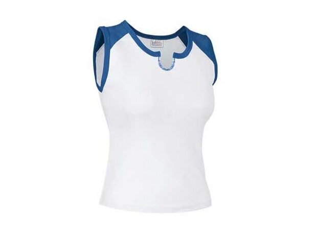 Camiseta de mujer sin mangas detalles de color Valento personalizada blanca Camiseta de mujer sin mangas detalles de color Valento personalizada blanca