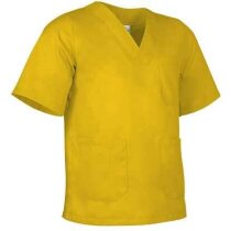 Blusón sanitario de corte ancho con bolsillos Valento amarillo personalizado