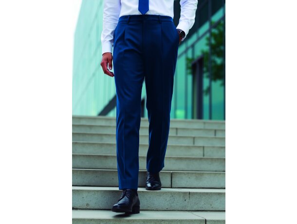 Pantalón de vestir Damon con pinzas y tejido sarga profesional detalle 1