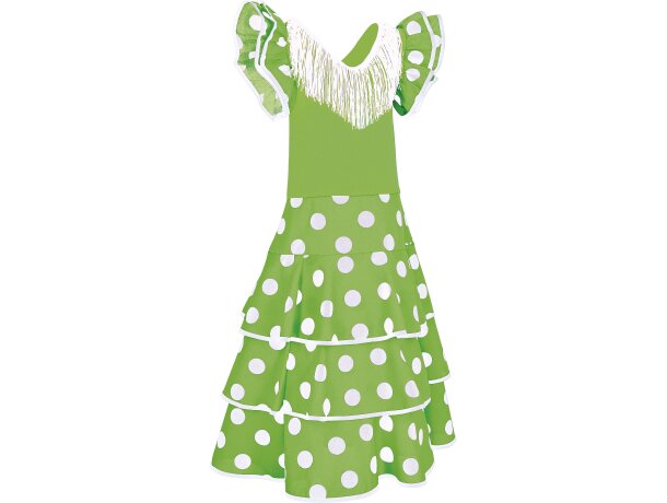 Vestido infantil Buleria con volantes y estampado flamenco detalle 5