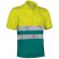 Polo de poliester bicolor con botones y bandas reflectantes Valento amarillo fluor-verde amazonas