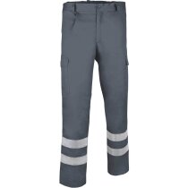 Pantalón de poliester multibolsillos con reflectantes Valento personalizado gris