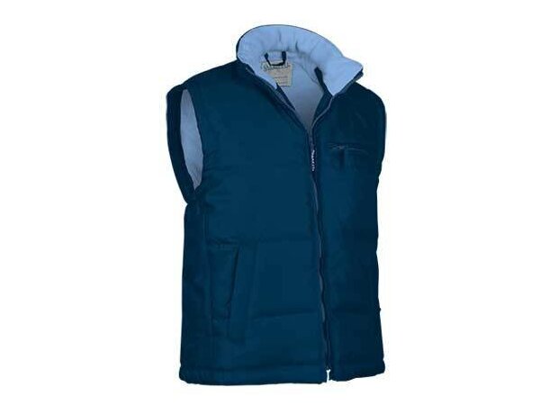 Chaleco de poliester de cuello alto con bolsillos oblicuos Valento azul personalizado