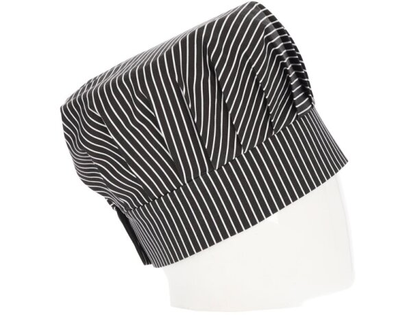 Gorro de cocina Ratatouille raya diplomática negro blanco detalle 5