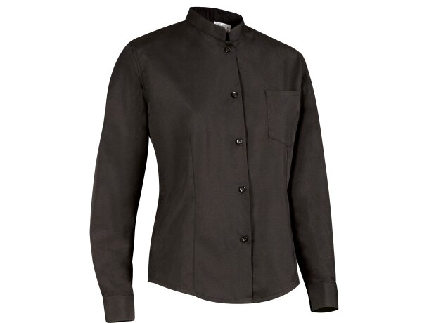 Camisa manga larga mujer Sharon en popelín ligero negro detalle 5