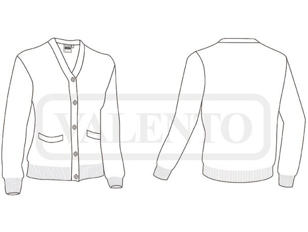 Chaqueta de mujer cuello en forma de pico acrílico 325 g/m2 Cardigan detalle 1