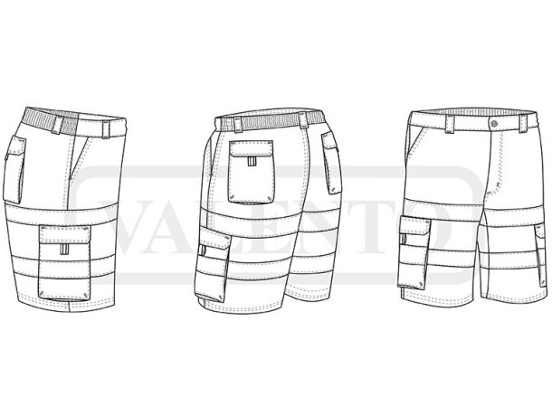 Bermuda alta visibilidad Brandon bicolor con cintas reflectantes detalle 1