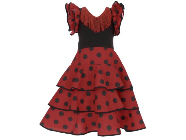 Vestido infantil Buleria con volantes y estampado flamenco detalle 2