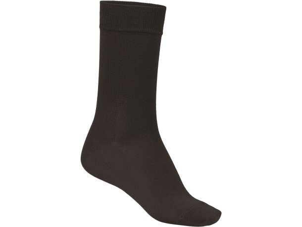 Calcetín Azor de vestir en hilo de Escocia negro con refuerzo detalle 1