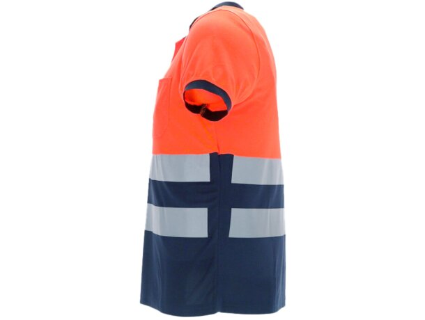 Polo alta visibilidad Delaware bicolor con bandas reflectantes detalle 3