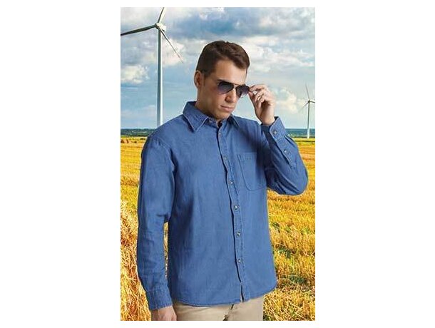 Camisa de hombre manga larga tejido vaquero Valento