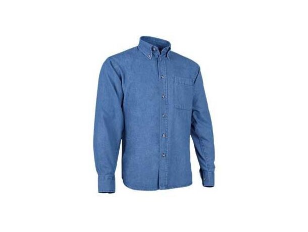 Camisa de hombre manga larga tejido vaquero Valento azul