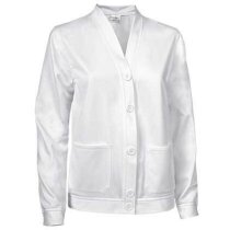 Chaqueta sin cuello de poliester con botones Valento blanca personalizada