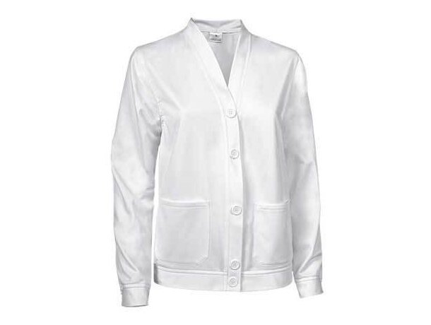 Chaqueta sin cuello de poliester con botones Valento blanca personalizada