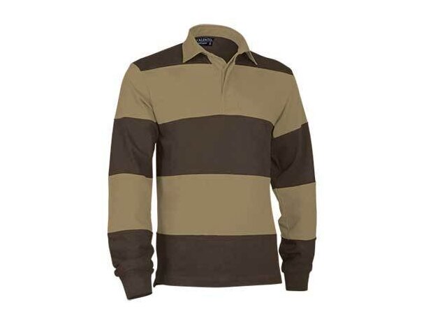 Polo unisex manga larga Valento marron con logo