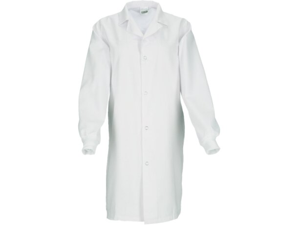 Bata Cyclone Valento sarga mezcla algodón poliéster blanca detalle 2