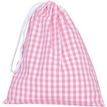 Bolsa personalizada algodón poliéster cuadros bicolor cordón 28 x 24 cm