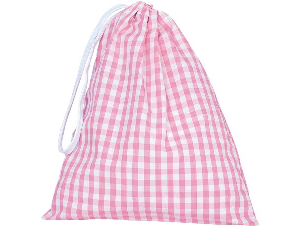 Bolsa Snack personalizada cuadros bicolor cordón ajustable detalle 1