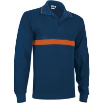 Polo SERVER azul marino con banda naranja a contraste