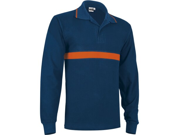 Polo SERVER unisex azul marino manga larga piqué bordado algodón detalle 5