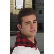 Cachirulo publicitario a cuadros rojo y negro