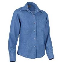 Camisa de mujer entallada tejido vaquero Valento azul personalizado Camisa de mujer entallada tejido vaquero Valento azul personalizado