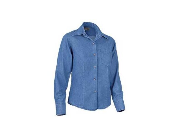 Camisa de mujer entallada tejido vaquero Valento azul personalizado