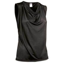 Camiseta de mujer sin mangas escote de ondas Valento barata negra